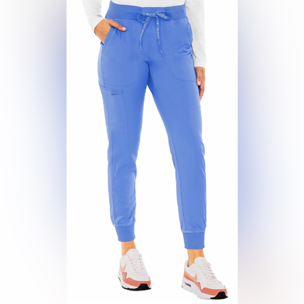 Ceil Blue Med Couture Touch Women's Yoga Jogger Jenny Scrub Pants- Medium